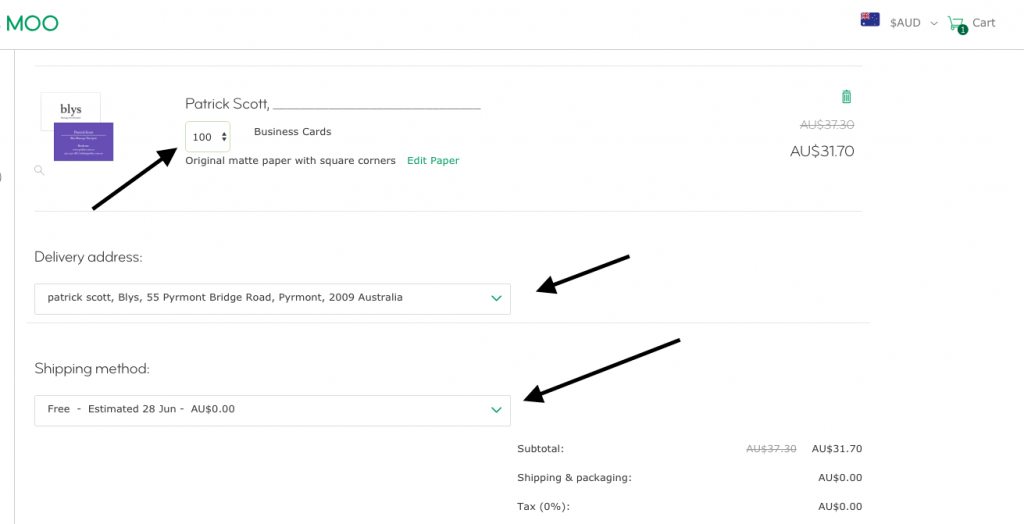 ordering moo business cards